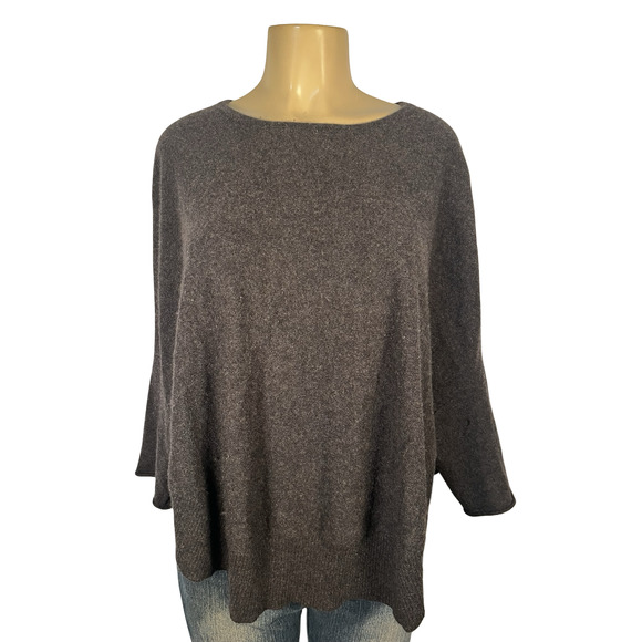 Christina Lehr Sweater Womens Medium Gray 100% Cashmere Dolman Batwing Boatneck - Picture 1 of 10